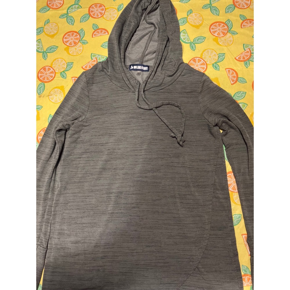 Athleisure‎ Women Ink Love and Peace Hoodie L Gray Space Dye Pullover
